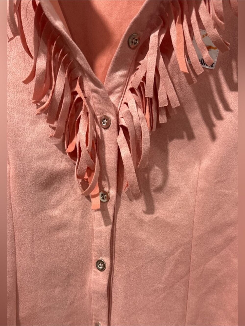 Freiheit Pink Fringe Button-Front Jacket – Size M - Picture 6 of 8